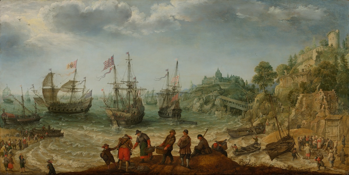 De Prince Royal en andere schepen in een estuarium 1625 Rijksmuseum