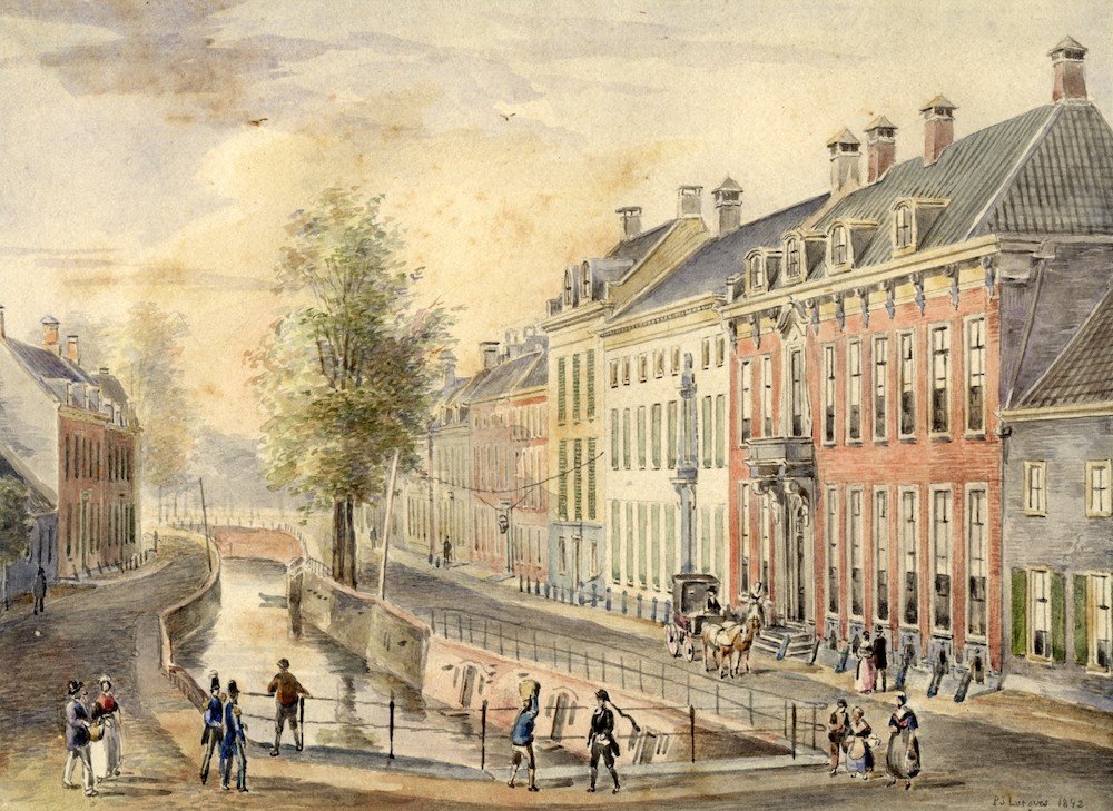 Plompetorengracht met straatbomen Lutgers 1842 HUA