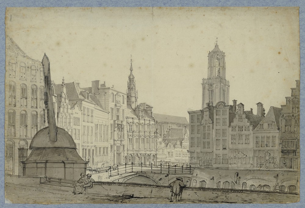 Gezicht op de Oudegracht te Utrecht uit het noorden Versteegh 1780 HUA