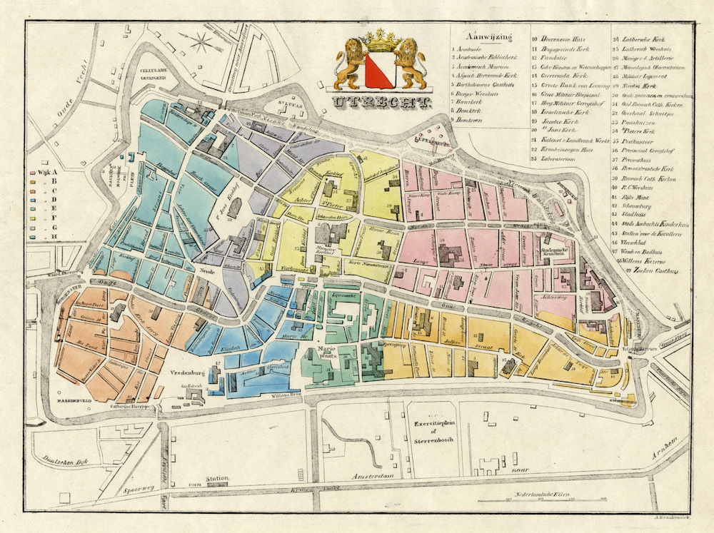 Wijkindeling stad Utrecht 1860 HUA