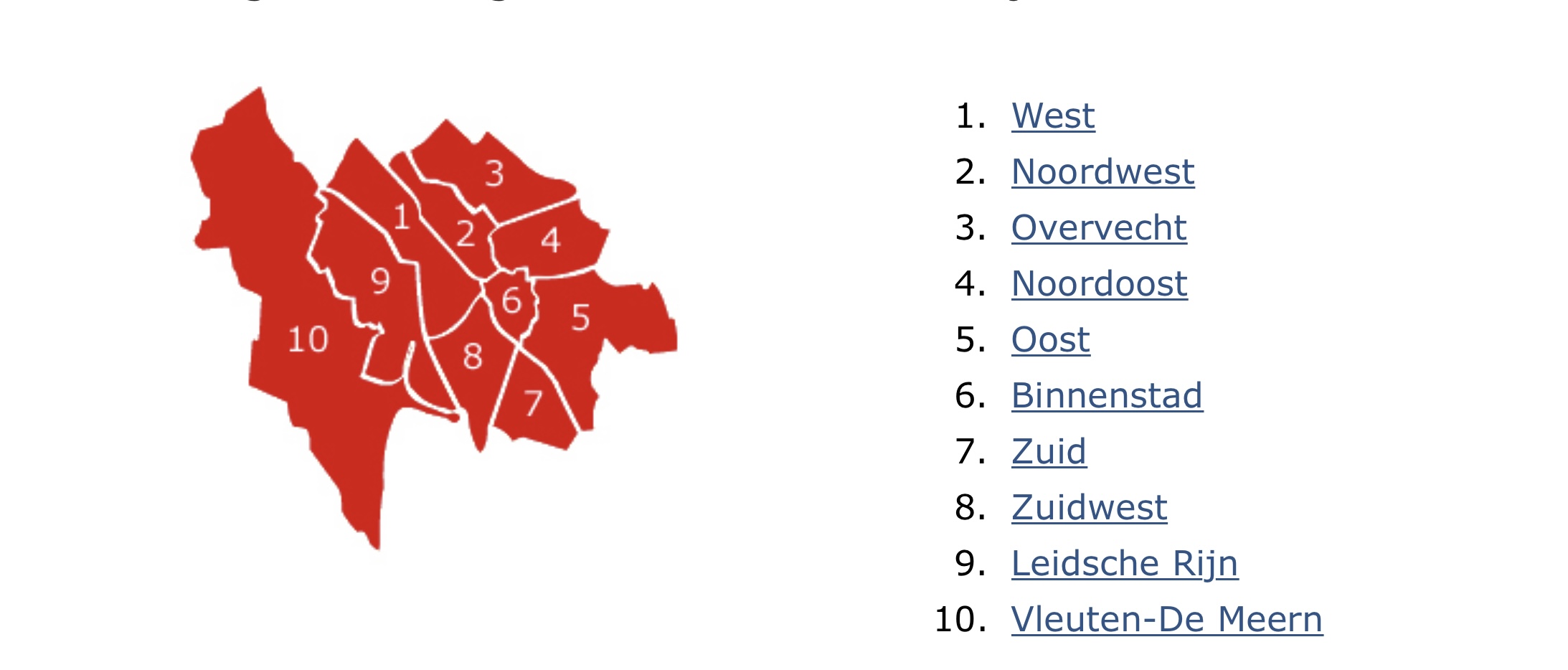 Wijkindeling stad Utrecht 2022