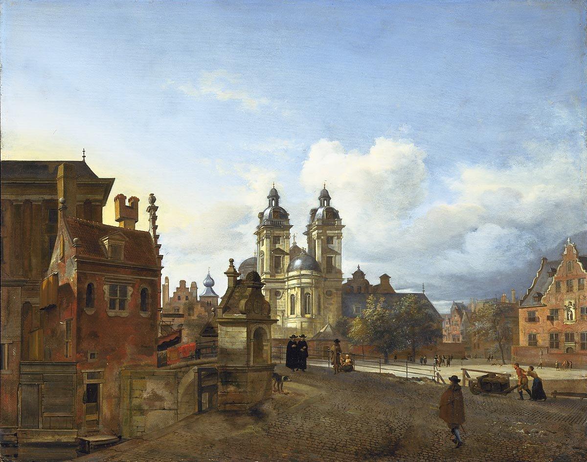 Jan van der Heyden and Adriaen van de Velde View of Düsseldorf with the church of St. Andrew in the centre