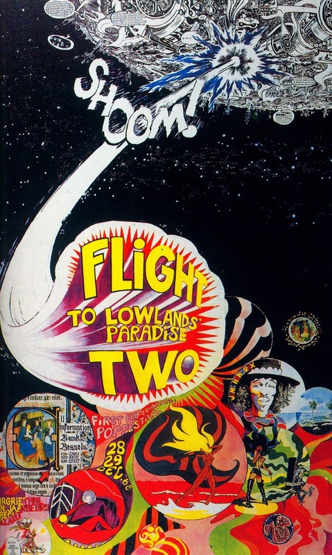 affiche Flight to Lowlands Paradise twee 1968 ontwerp Arne Zuidhoek