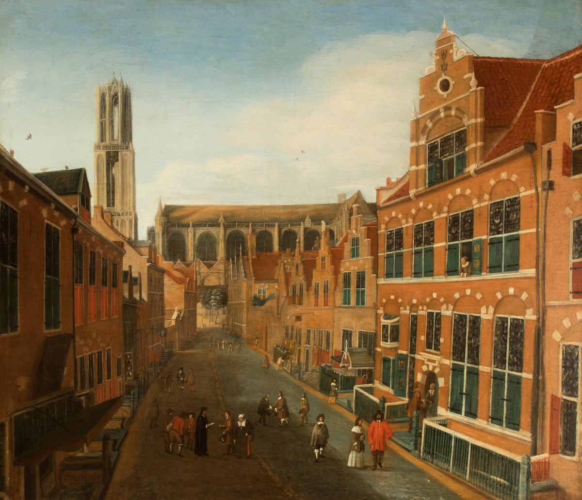 Gezicht op de Dom vanuit de Korte Nieuwstraat Folpert van Ouwenallen 1655 Centraal Museum