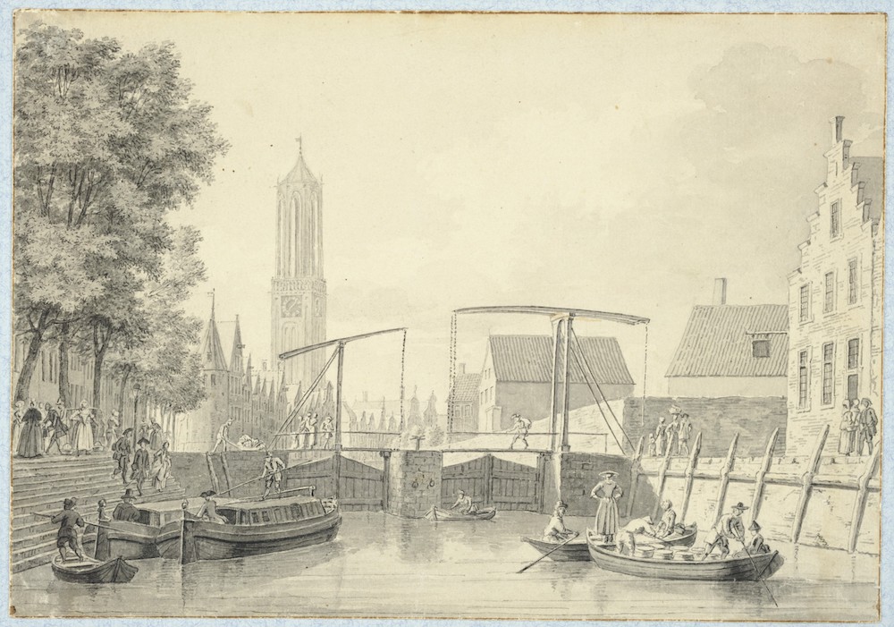 Trekschuit naar Amsterdam bij de Weerdsluis 1760 Het Utrechts Archief