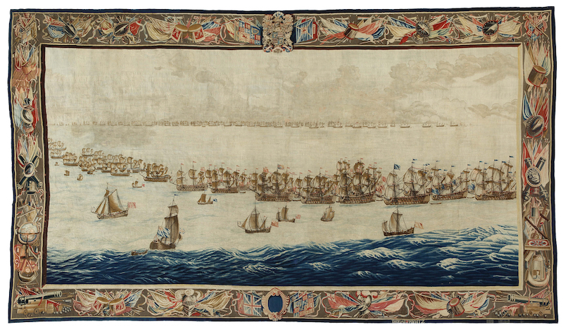 Wandtapijten van de slag bij Solebay Willem van de Velde de Oude Scheepvaartmuseum