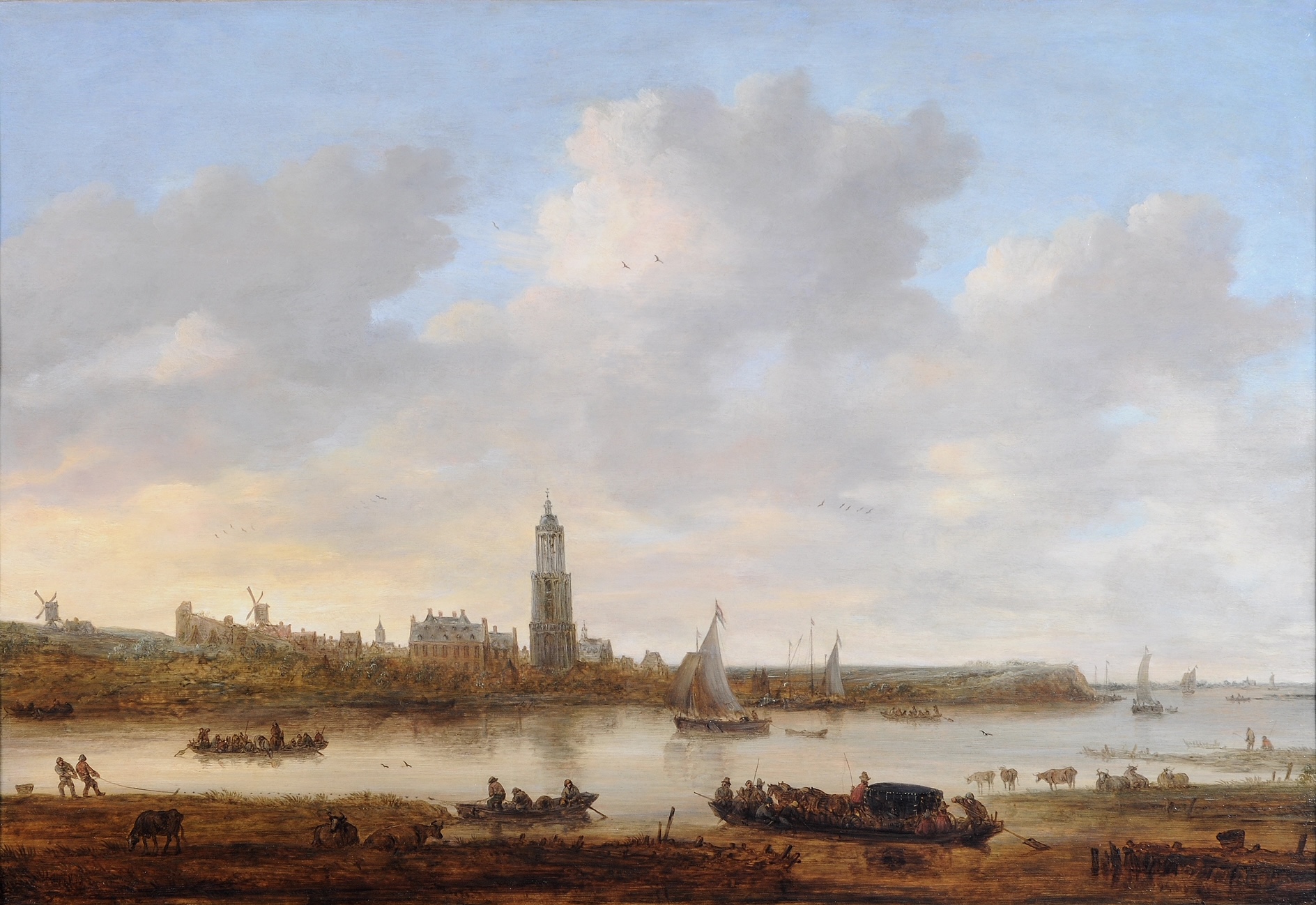 Gezicht op Rhenen Jan van Goyen 1649